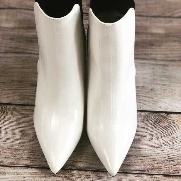 White Pointy Toe Booties - Picture 3 of 4